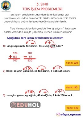 3. SINIF TERS İŞLEM PROBLEMLERİ