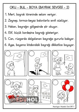 Bayrak Sevgisi Temalı Oku-Bul-Boya -2-