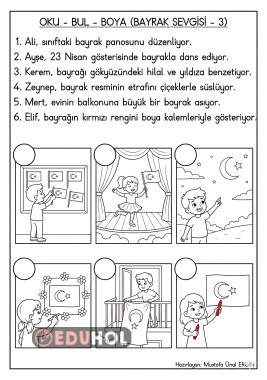 Bayrak Sevgisi Temalı Oku-Bul-Boya -3-