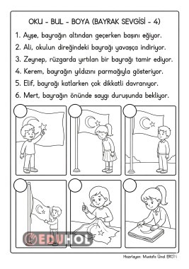 Bayrak Sevgisi Temalı Oku-Bul-Boya -4-