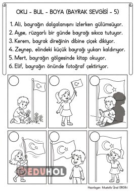 Bayrak Sevgisi Temalı Oku-Bul-Boya -5-