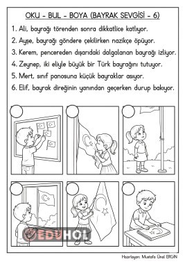 Bayrak Sevgisi Temalı Oku-Bul-Boya -6-