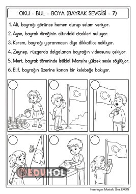 Bayrak Sevgisi Temalı Oku-Bul-Boya -7-