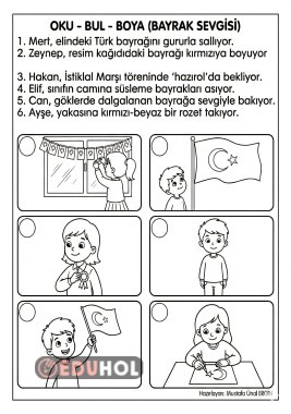 Bayrak Sevgisi Temalı Oku-Bul-Boya