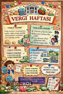 Vergi Haftası için Pano Çalışması 2×3 A4 Kesme paylı