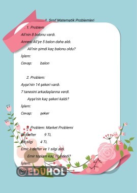 1. Sınıf Matematik Problemleri
