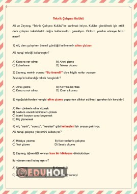 Okuduğunu Anlama Çalışma Metni