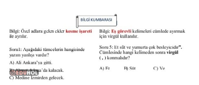Türkçe Test Bilgi Diyarı 1