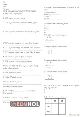 3. Sınıf 1. Matematik ünitesi