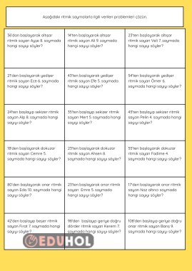 Altışar,yedişer,sekizer ritmik sayma ve ritmik sayma problemleri