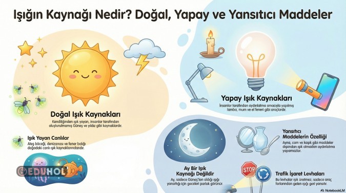Yapay ve Doğal ışık kaynağı infografik