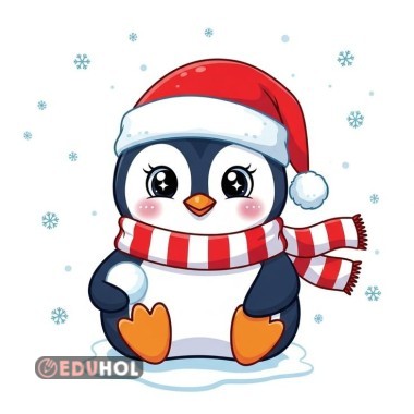 Penguen Yılbaşı Şapkalı Karne Kılıfı