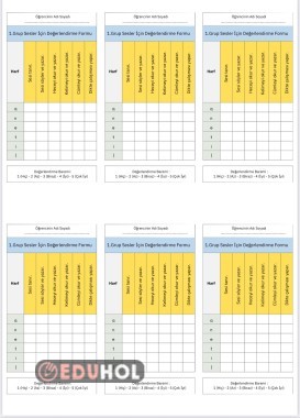 1.sınıf Maarif Modele Uygun Harf değerlendirme