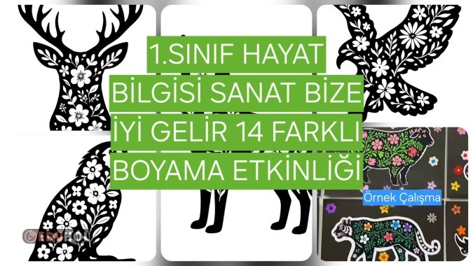 1.SINIF HAYAT BİLGİSİ SANAT BİZE İYİ GELİR 14 FARKLI BOYAMA