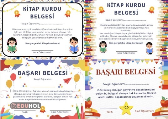 Başarı Belgesi | Kitap Kurdu Belgesi 🌼