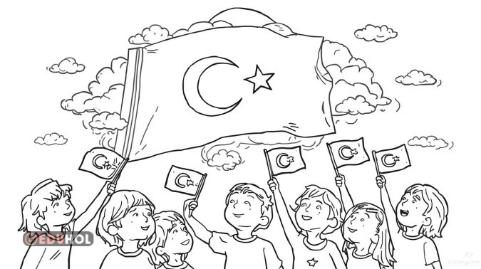 İLK DERS TÜRK BAYRAĞI RESİMLER (9 ADET)