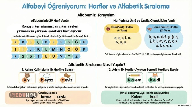 3.SINIF HARF BİLGİSİ ALFABETİK SIRALAMA İNFOGRAFİK
