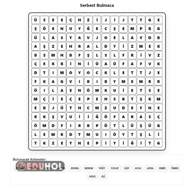 İNSAN İSİMLERİ KELİME BULMACA