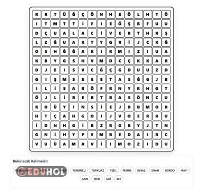 RENKLER KELİME BULMACA