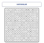 HAYVANLAR KELİME BULMACA