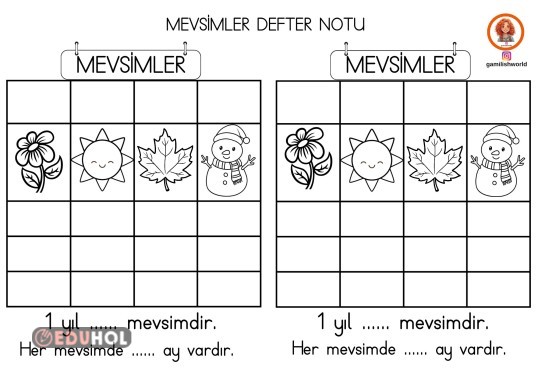 Mevsimler Defter Çalışması