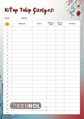 Kitap takip çizelgesi