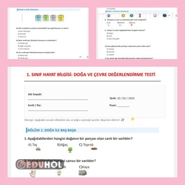 1. Sınıf Hayat Bilgisi: Kapsamlı Doğa ve Çevre Değerlendirme Testi (emek için takip)