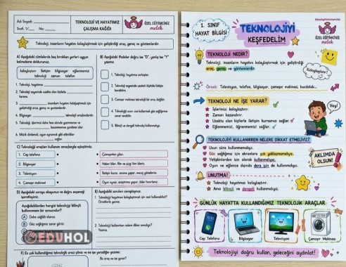 🚀 1. Sınıf Teknolojiyi Keşfedelim | Defter Notu & Çalışma Kağıdı 📱💻