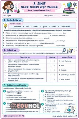 3. SINIF FEN BİLİMLERİ | BİLİMSEL KEŞİF YOLCULUĞU Ünite sonu değerlendirmesi hazır!