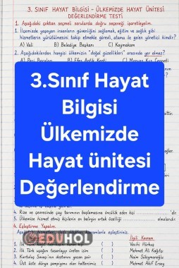 3. Sınıf Hayat Bilgisi Ülkemizde Hayat Değerlendirme Testi