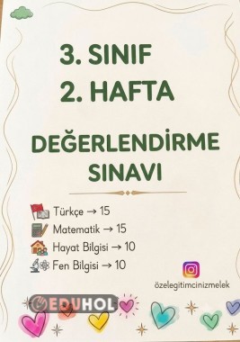 3.SINIF 2.HAFTA DEĞERLENDİRME SINAVI