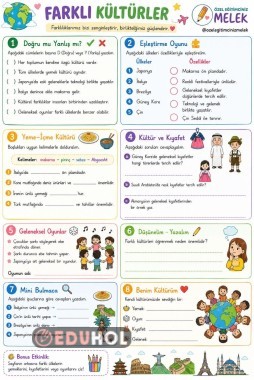 4. Sınıf Sosyal Bilgiler | Farklı Kültürler Çalışma Kağıdı 🌍✨