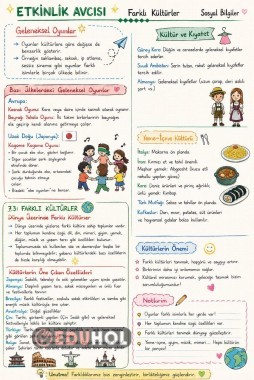 4. Sınıf Sosyal Bilgiler Farklı Kültürler defter notu