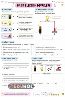 4.SINIF BASİT ELEKTRİK DEVRELERİ ÇALIŞMA KAĞIDI