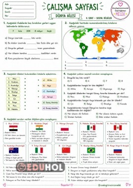 4.SINIF FARKLI ÜLKELERİ TANIYORUM ÇALIŞMA SAYFASI