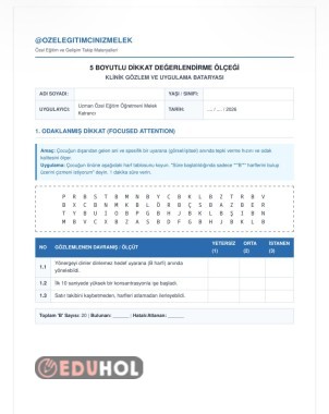 5 Boyutlu Dikkat Değerlendirme Ölçeği ✨