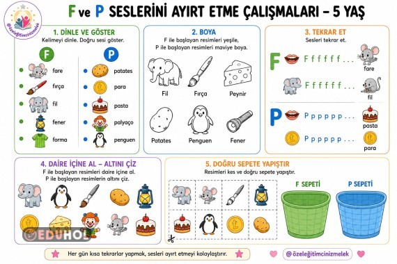 🩷 5 Yaş F–P Seslerini Ayırt Etme Etkinliği | Ses Farkındalığı Çalışması