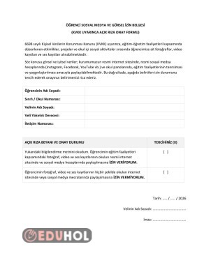 Öğrenci Sosyal Medya ve Görsel İzin Belgesi | KVKK Açık Rıza Formu