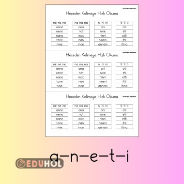A-N-E-T-İ HECEDEN KELİMEYE ETKİNLİĞİ