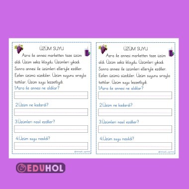 Z SESİ ÜZÜM SUYU OKUMA ANLAMA METNİ