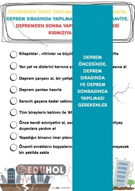 DEPREMDEN ÖNCE VE SONRASINDA YAPILMASI GEREKENLER