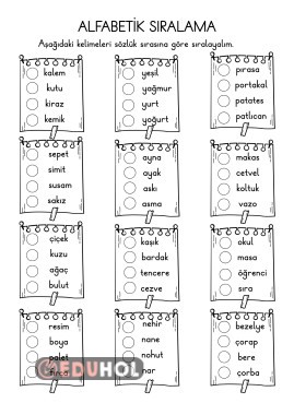 ALFABETİK SIRALAMA