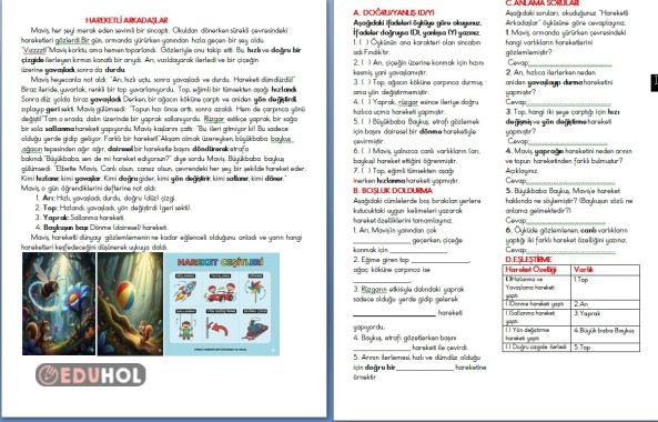 3.sınıf Fen Bilimleri Hareket konusu okuma anlama metni