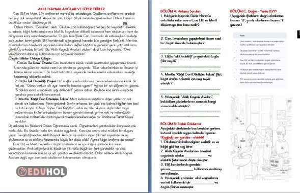 3.Sınıf Hayat Bilgisi kaynaklar tükenmesin okuma anlama metni