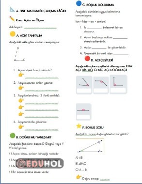 Açılar çalışma kağıdı