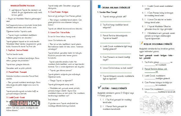 Fen bilimleri maddeyi niteleyen temel özellikler okuma anlam metni