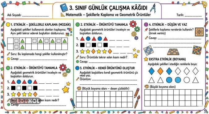 Geometrik örüntüler çalışma kağıdı