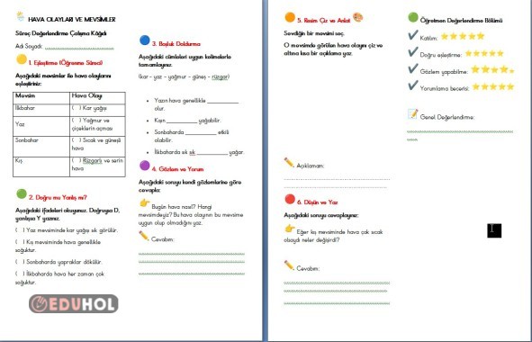 Hava olayları ve mevsimler değerlendirme