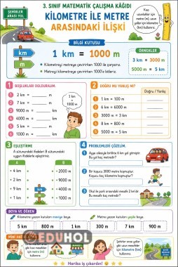 kilometre metre çalışma kağıdı