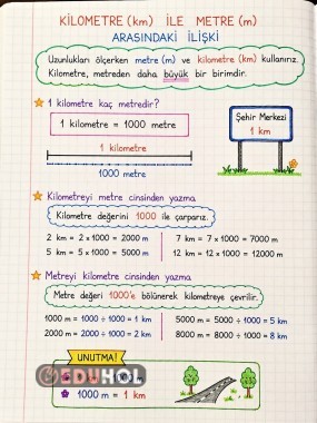 Kilometre ,metre defter notu